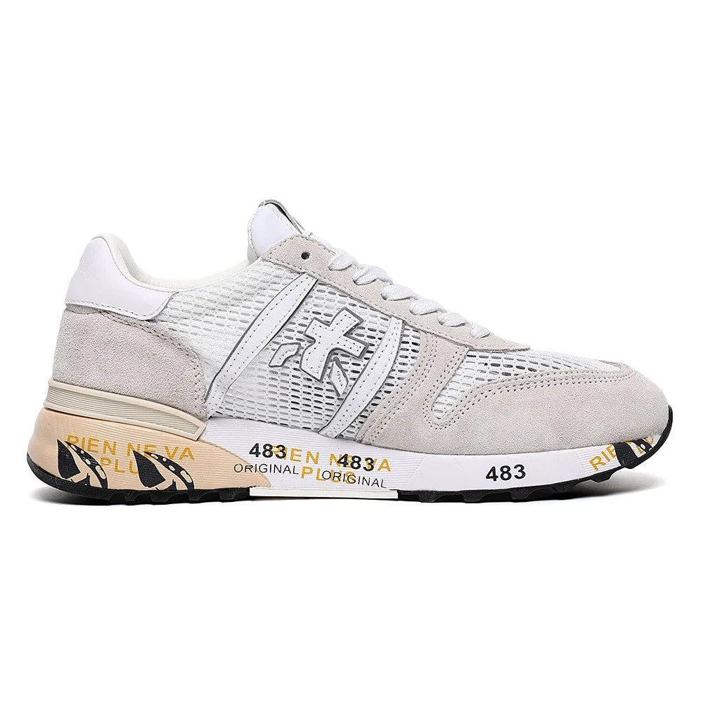 PREMIATA Men's Retro Light Luxury Mesh Perforated Breathable Jogging Shoes Fashion Trend Versatile Light Casual Sports Shoes
