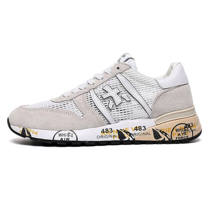 PREMIATA Men's Retro Light Luxury Mesh Perforated Breathable Jogging Shoes Fashion Trend Versatile Light Casual Sports Shoes