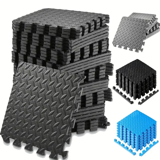 30x30cm EVA Foam Fitness Mat Waterproof Non-slip and Washable Yoga Mat Suitable for Home Gym with Free Side Strips Exercise Mat